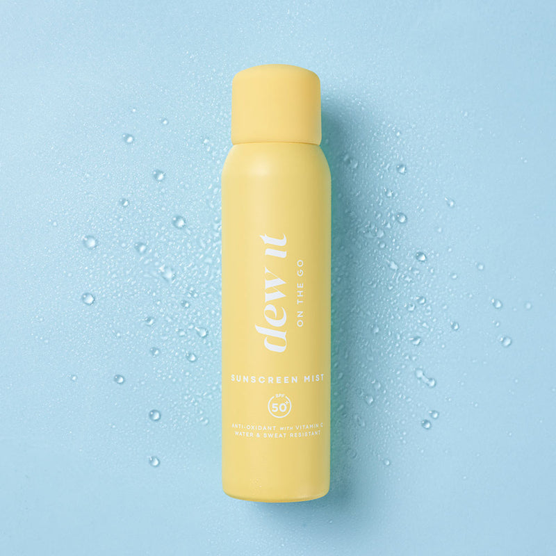 Afraid of sun damage and unwanted sunburns?   Meet your hands-free nourishing broad-spectrum transparent sunscreen that leaves your body with a cooling glow.  Complete with SPF 50+, this lightweight, quick absorbing mist is water and sweat resistant providing high-performance protection from UVA, UVB, IRA rays and other harmful effects of sun exposure.  Simply spray, sun, DEW it on the go!